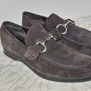 Calvin Klein Gray Suede Men's Loafers Size 12 M w/ Snaffle bit embellishment